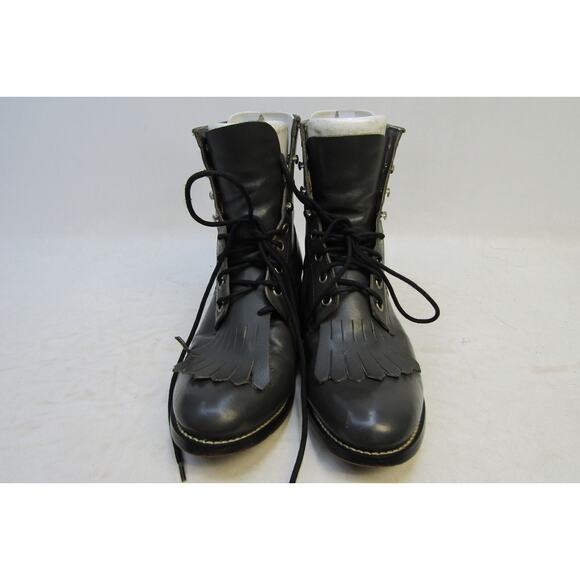 JUSTIN Mens Size 6 D Gray Leather Lace up Kilt Roper Western Cowboy Boots main image 5